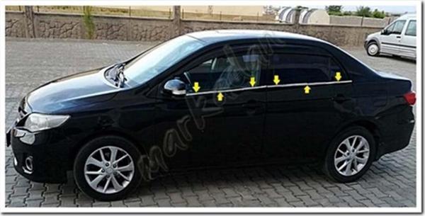DB Chrome Toyota Corolla Cam Çıtası Nikelajı 2007-2012 4 Parça P.Çelik - Image 1