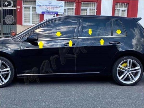 DB Chrome VW Golf 7 Cam Çıtası Nikelajı 2012-2020 4 Parça P.Çelik - Image 1