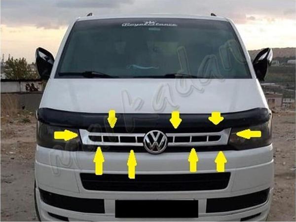 DB Chrome VW T5 Transporter Ön Panjur Nikelajı 2010-2014 2 Parça P.Çelik - Image 1
