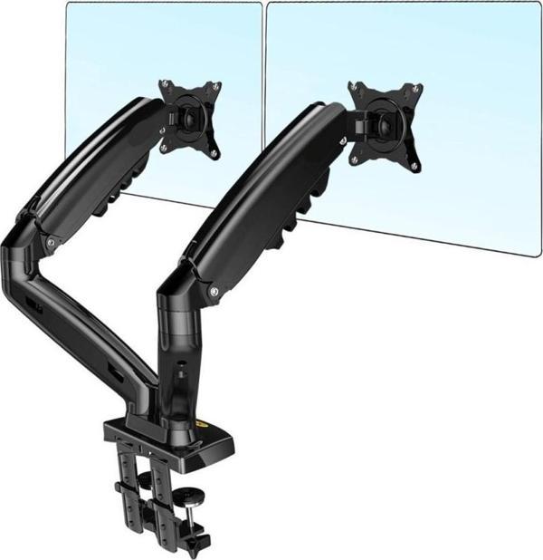 Vontech F160 Amortisörlü Çiftli 17-27'' Masa Üstü Monitör Tutucu - Image 1