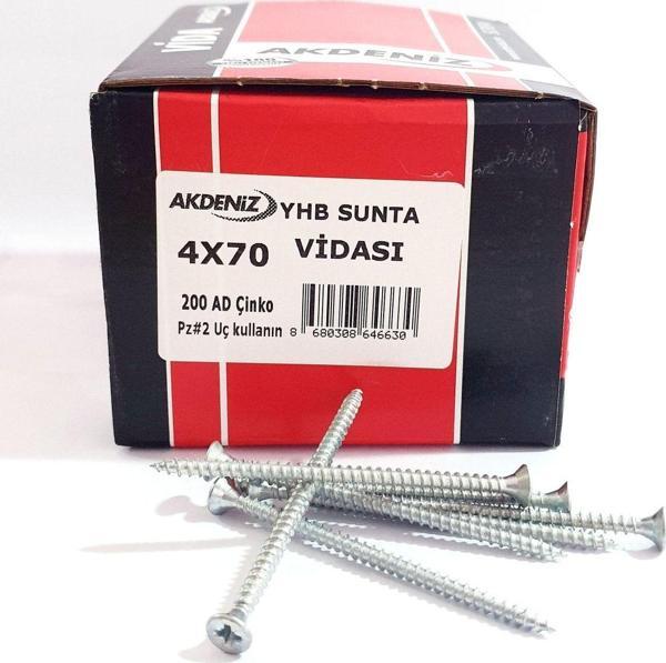 Akdeniz 4.0x70 Sunta Vidası Çinko 200 Adet - Image 1