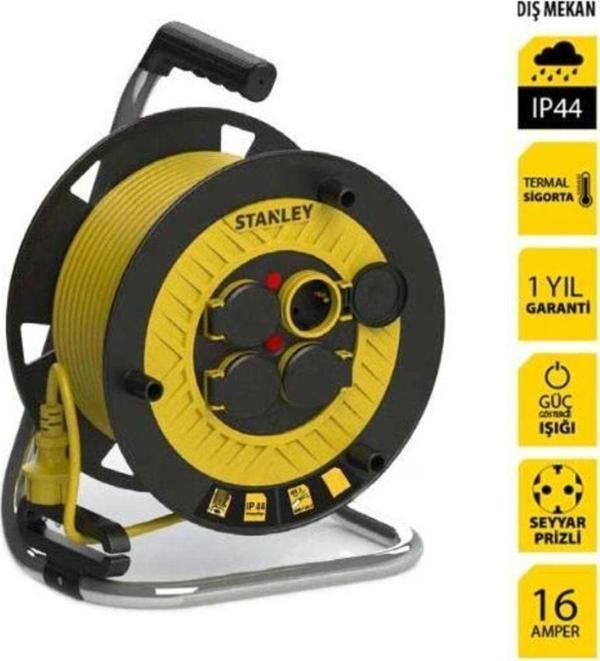 Stanley Stp2515rnf Makaralı Kablo Kauçuk 25 Mt, 3x1.5mm, 4 Priz - Image 1