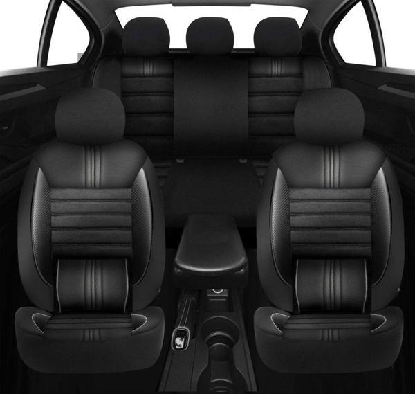 Nice Shop Audi A3 1997-2012 Uyumlu Koltuk Kılıfı Titan Serisi Deri - Siyah - Image 1