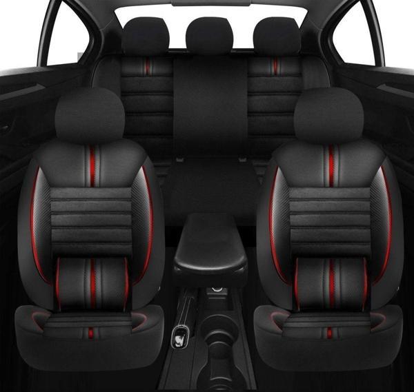Nice Shop Dacia Logan Uyumlu Koltuk Kılıfı Titan Serisi Deri - Kırmızı - Image 1