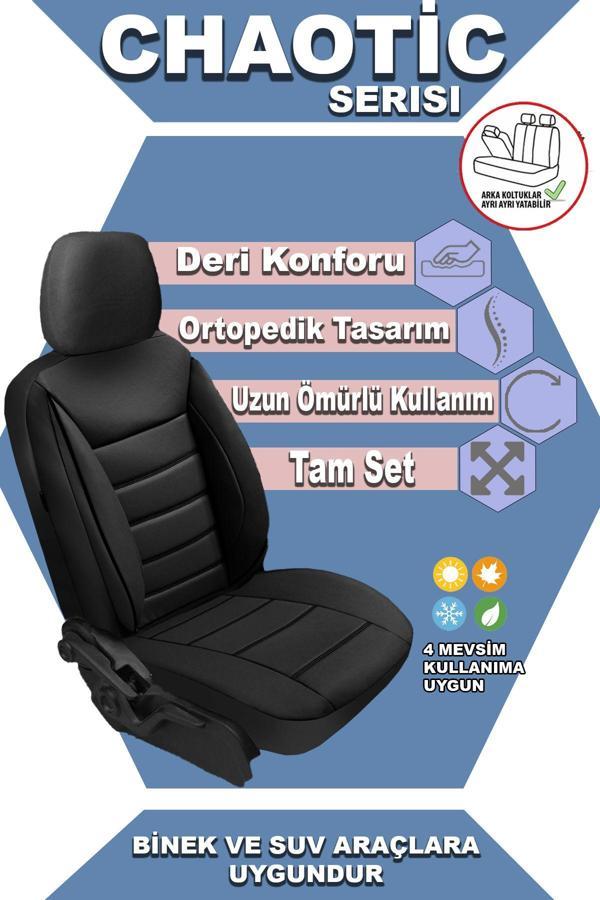 Nice Shop Ford Focus 2.5 Uyumlu Koltuk Kılıfı Titan Serisi Deri - Siyah - Image 1