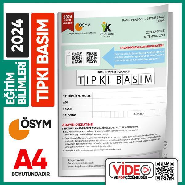 2024 KPSS Eğitim Bilimleri ÖSYM Tıpkı Basım Çıkmış Soru Kitapçığı Video/PDF Çözümlü Türkiye Geneli - Karakutu Yayınları - Image 1