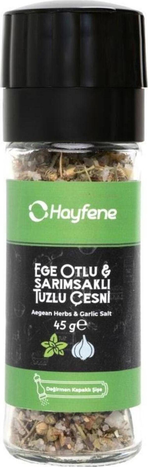 Hayfene Ege Otlu Sarımsaklı Tuzlu Çeşni 45 Gr (Değirmen Kapaklı) - Image 1