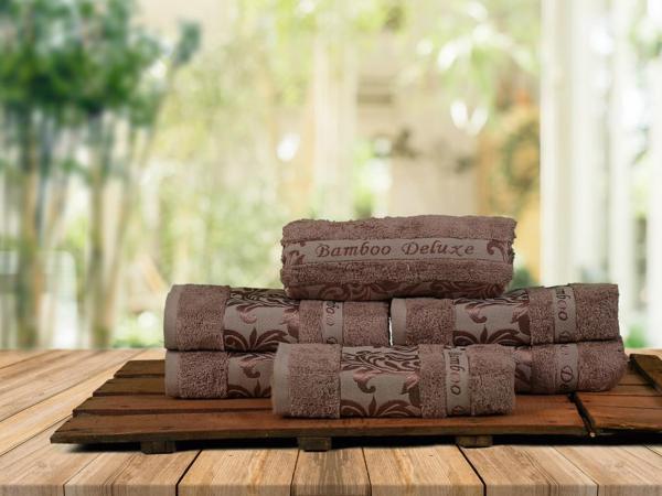 Bambu Havlu 6 Lı %100 Pamuk organik 50x90 - Kahve - Image 1