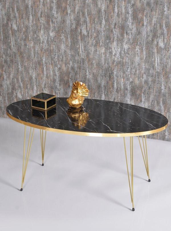 Gold Falez Orta Sehpa Elips Gold Bendir Tel - Image 1
