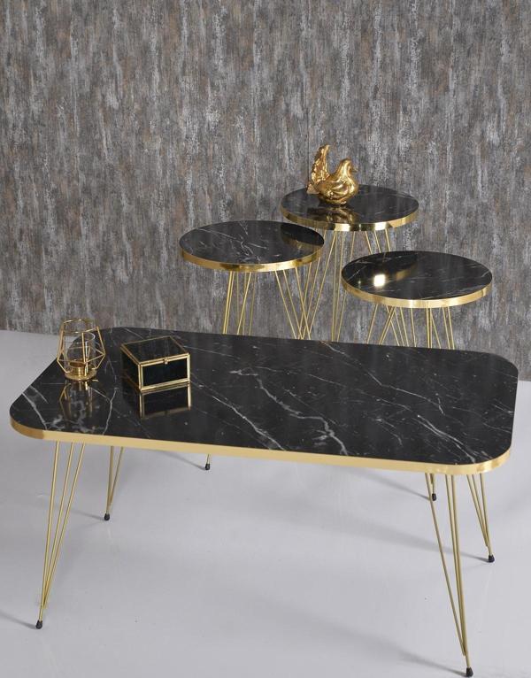 Gold Falez Zigon Sehpa ve Orta Sehpa Kr Set Gold Bendir Tel - Image 1