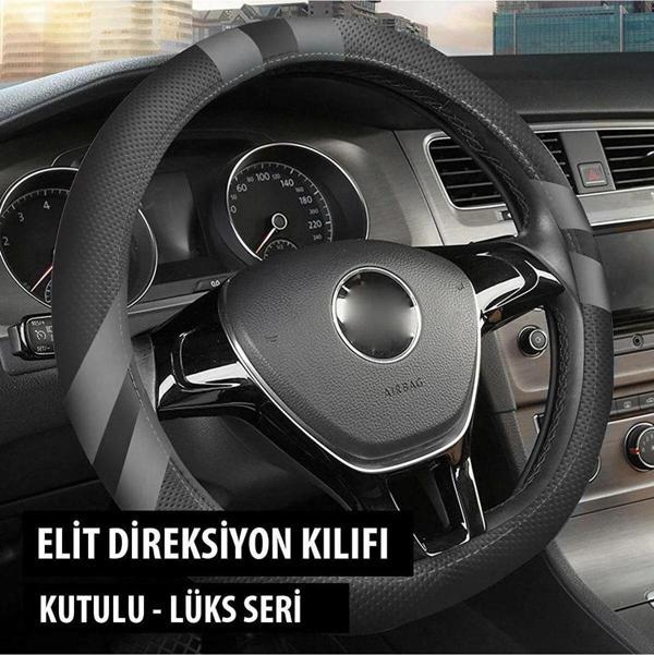 Nice Shop Fiat Palio Uyumlu Elit Geçmeli Direksiyon Kılıfı Füme - Image 1