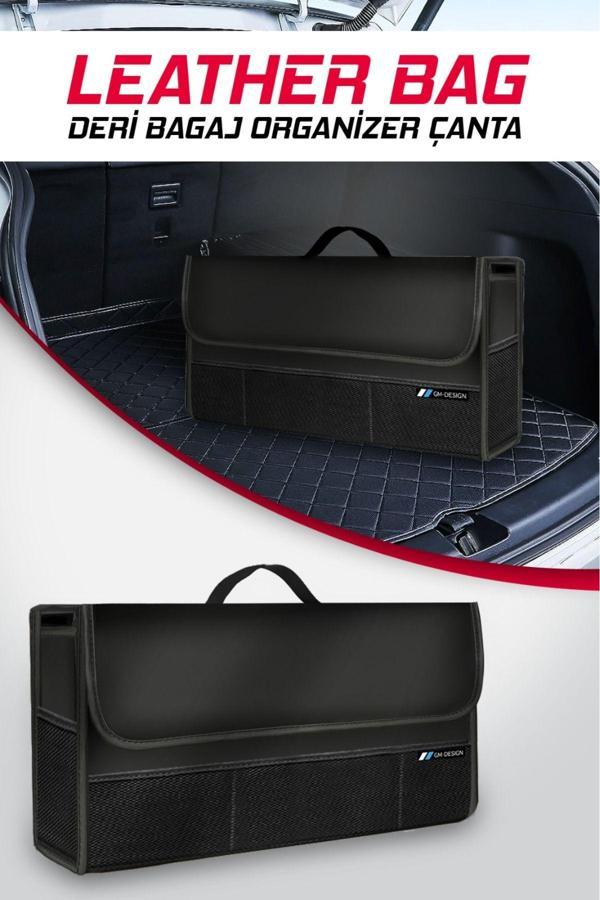 Nice Shop Premium Lüks Deri Bagaj Organizer Çanta Siyah Kenarlı - Kaydırmaz Zeminli - Bagaj Organizer - Image 1