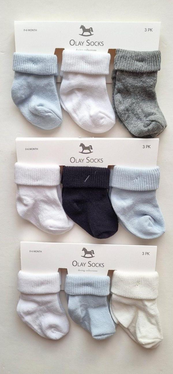 Olay Socks 9'Lu Pamuk Yenidoğan Hediyelik Kutulu Ekonomik Paket Bebek Çorap - Image 1