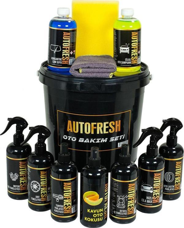 Auto Fresh 12'li Efsane Set Araç Araba Yıkama Bakım Seti Fırsat Full Oto Bakım Temizlik Seti Kovalı - Image 1