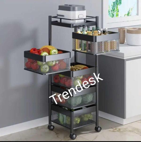 Trendesk 5 Katlı Lux Mat Siyah Metal Patates Soğan Sebze Meyve Sepeti Sebzelik - Image 1