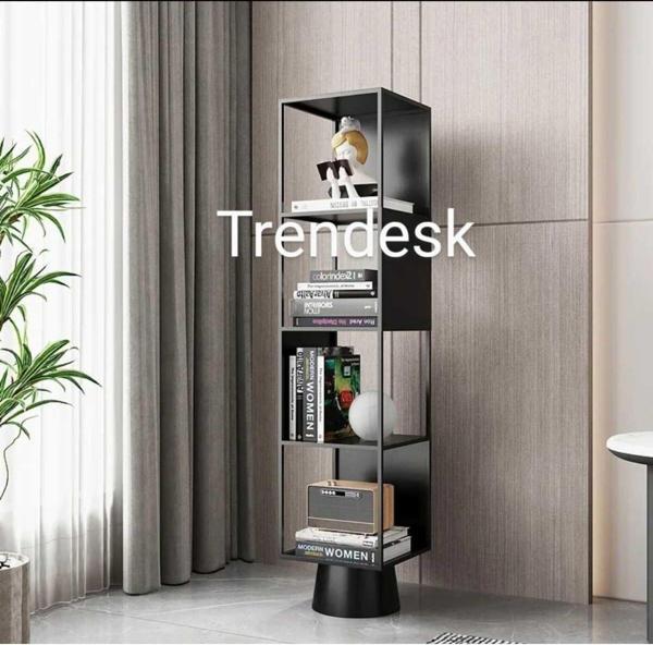 Trendesk Metal Siyah 4 Katlı Köşe Kitaplık 118-28-28 Cm - Image 1