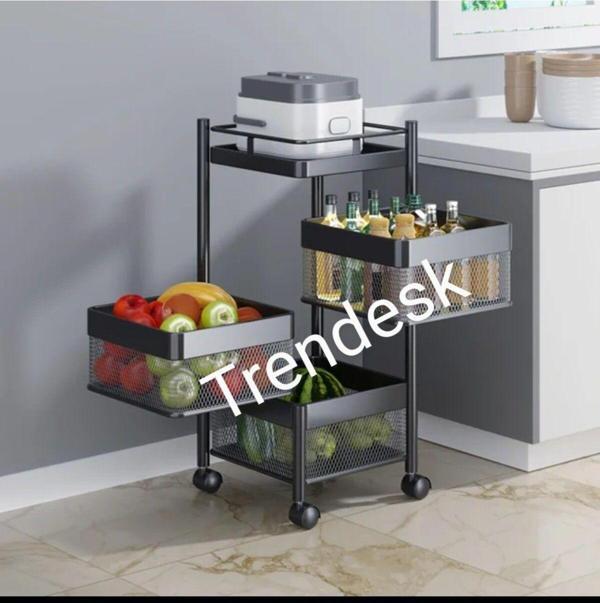 Trendesk 3 Katlı Lux Siyah Metal Kare Patates Soğan Sebze Meyve Sepeti Sebzelik - Image 1
