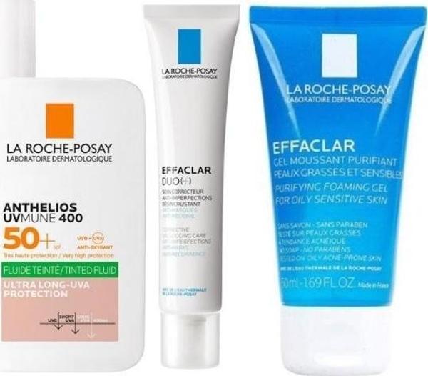 La Roche-Posay Anthelios Oil Control Fluid Renklİ Güneş Kremi 50 ml + Effaclar Duo 15ml + Effaclar Gel 50ml Set - Image 1