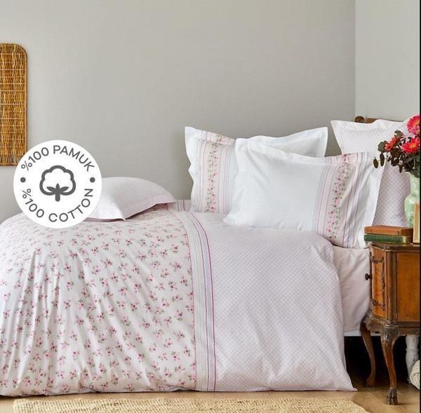 Karaca Home Glen Pembe %100 Pamuk Çift Kişilik Nevresim Takımı - Image 1