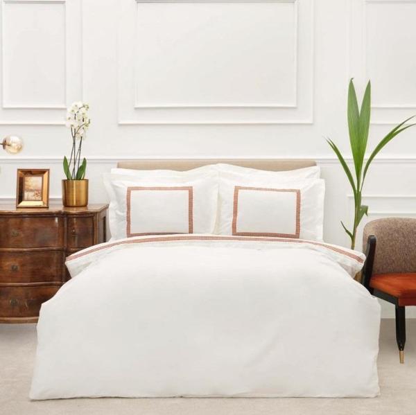 Karaca Home White Colllection Azure %100 Pamuk Çift Kişilik Percale Nevresim Takımı Hardal - Image 1