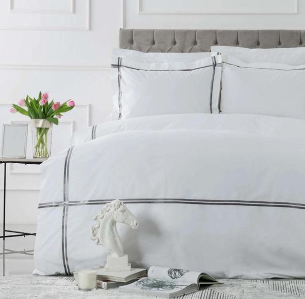 Karaca Home White Collection Valse Saten Percale Çift Kişilik Nevresim Takımı Şeritli Gri  - Image 1