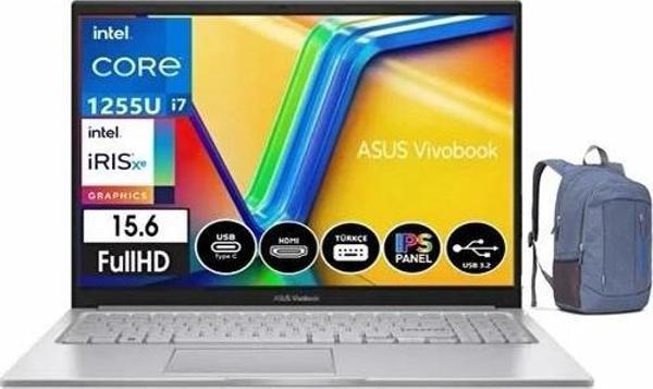 Asus Vivobook 15 X1504ZA-BQ441 Intel Core I7 1255U 8gb 512GB SSD Freedos 15.6 Fhd Taşınabilir Bilgisayar Sırt Çantası  - Image 1
