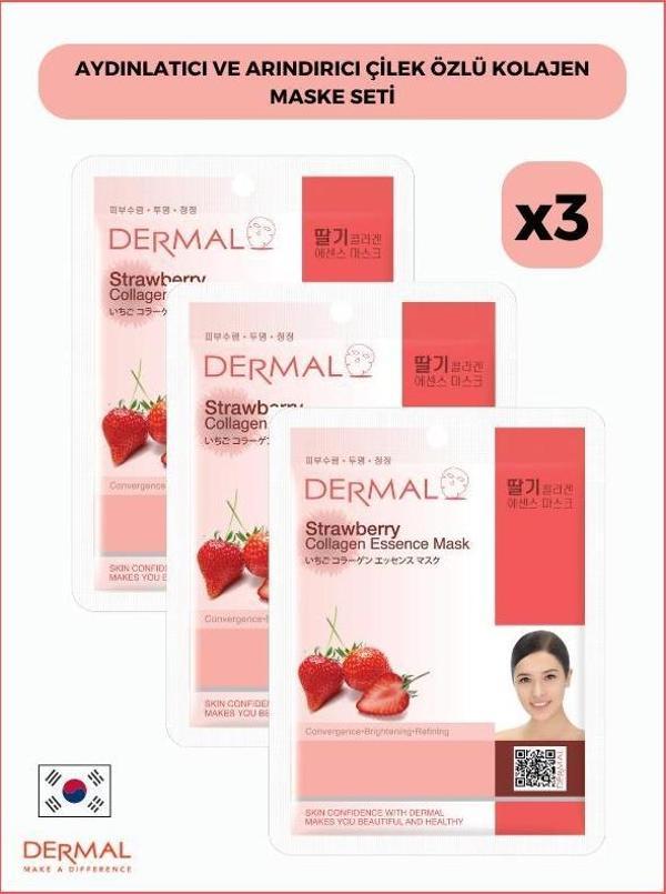Dermal Aydınlatıcı Ve Arındırıcı Çilek Özlü Kolajen Maske 23gr 3 Adet - Image 1
