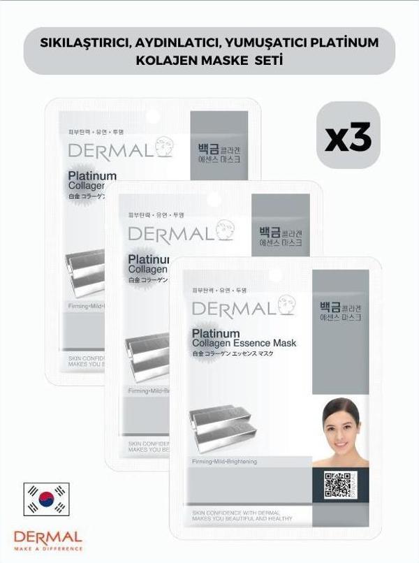 Dermal Sıkılaştırıcı, Aydınlatıcı, Yumuşatıcı Platinum Kollajen Maske 23 Gr 3 Adet - Image 1