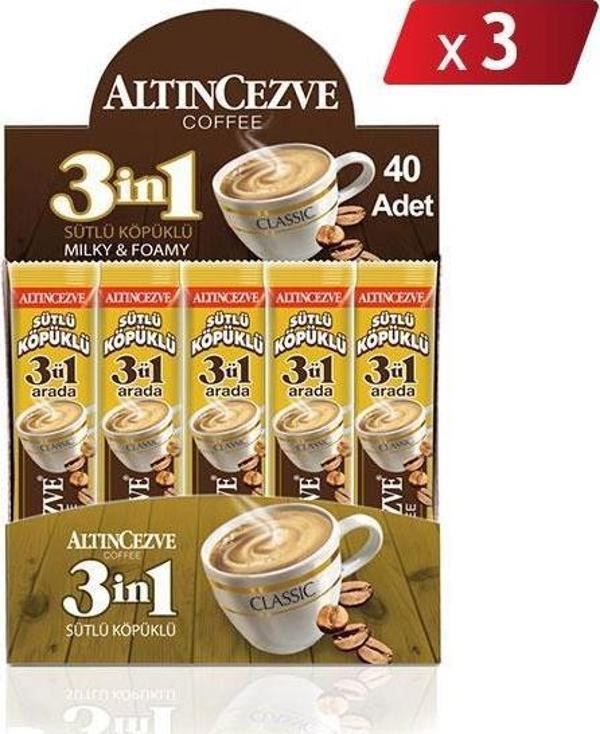 3ü1 Arada Sütlü Köpüklü (Tek İçimlik) -17 Gr x 40 Adet - 3LÜ PAKET - Image 1