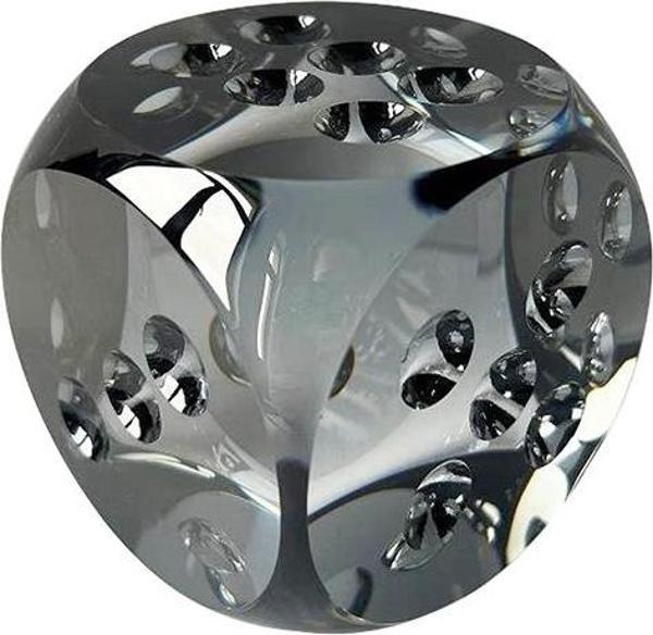 Lucky Art Gri Kristal Cam Dekoratif Zar 10x10x10 cm - Image 1