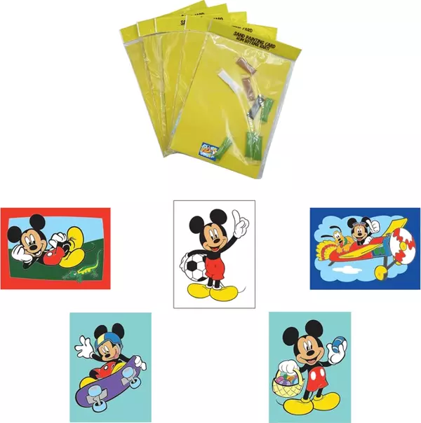 Disney Mickey Mouse, 5 Adet Büyük Boy A4, Erkek Çocuk Kum Boyama Kartı Seti-Red Castle KB-D-050 - Image 1