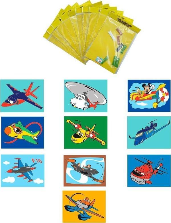 Hava Taşıtları, 10 Adet Büyük Boy A4, Kız-Erkek Çocuk Kum Boyama Kartı Seti-Red Castle KB-RC-102 - Image 1