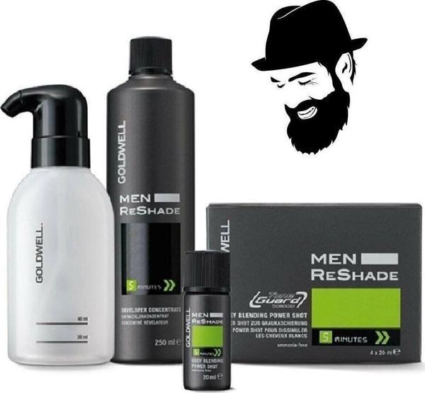 Goldwell Men Reshade 4ca Hair and Beard Color 4 X 20 Ml + Oxidant + Lotion 250 Mll (BLACK) KeyÜrün346 - Image 1