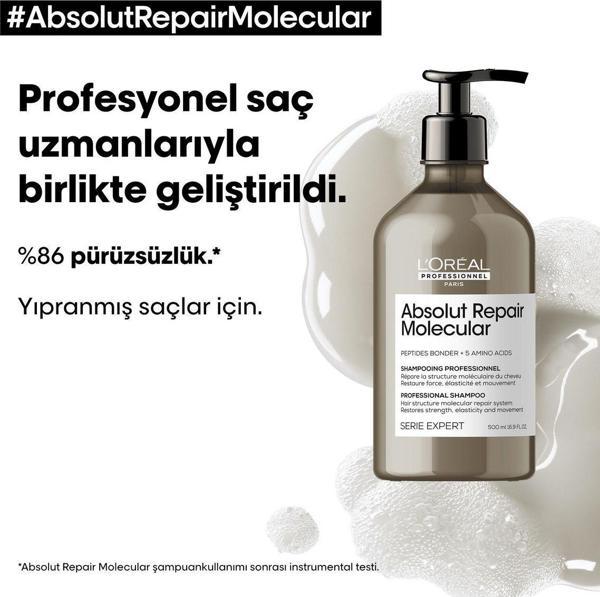 L'oreal Professionnel Absolut Repair Molecular Tüm Yıpranmış Saçlar İçin Arındırıcı Şampuan 500 ML - Image 1