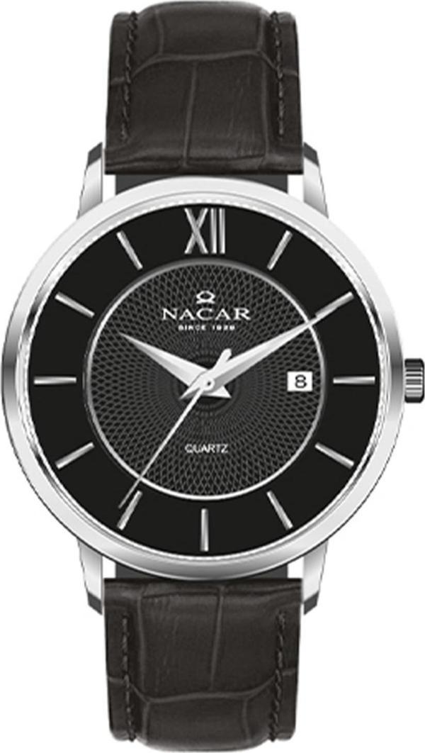 Nacar NC35-290038-ABL1 Siyah Hakiki Deri Erkek Kol Saati - Image 1