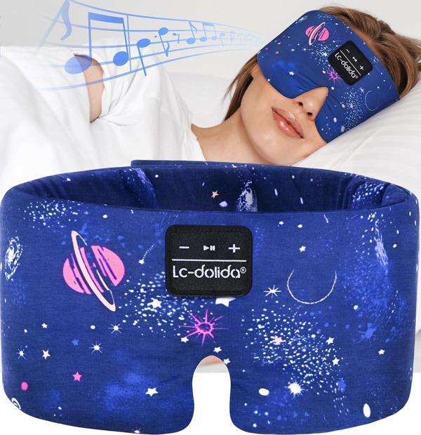 LC-dolida Yan Uyuyanlar İçin İpek Uyku Maskesi Kulaklık - Bluetooth 5.4 - Mavi - Image 1