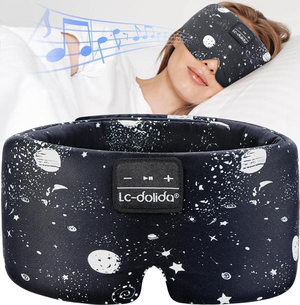LC-dolida Yan Uyuyanlar İçin İpek Uyku Maskesi Kulaklık - Bluetooth 5.4 - Siyah - Image 1
