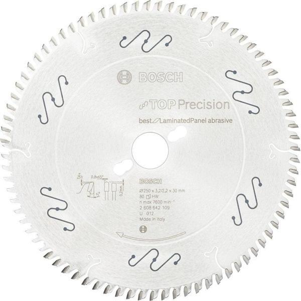 Bosch - Best Serisi Hassas Kesim Aşındırıcı Kaplamalı Lamine Panel için Daire Testere Bıçağı 250*30 mm 80 Diş - Image 1