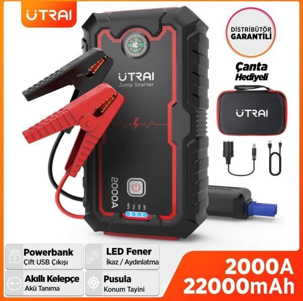 UTRAI Jstar One 22000mAh 2000A Jump Starter Taşınabilir Akü Takviye Cihazı ( Çanta + Pusula + Powerbank + Led Lamba) - Image 1