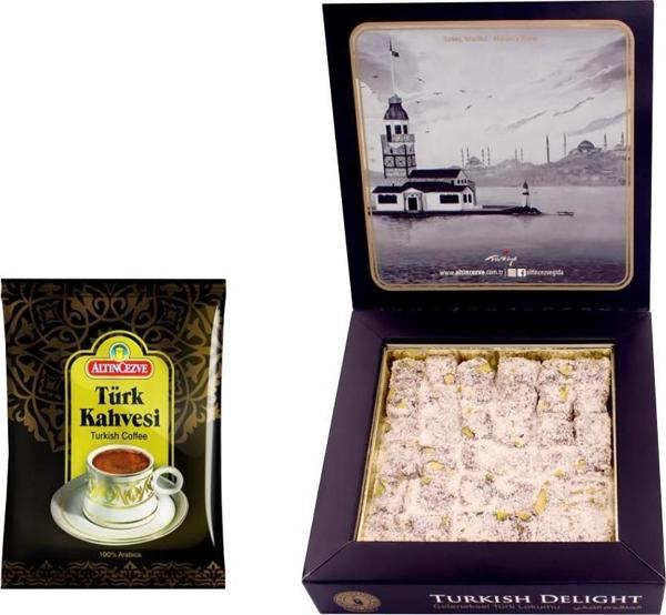 Türk Kahvesi 100 Gr + Antep Fıstıklı Hindistan Cevizli Lokum 200 Gr - Image 1