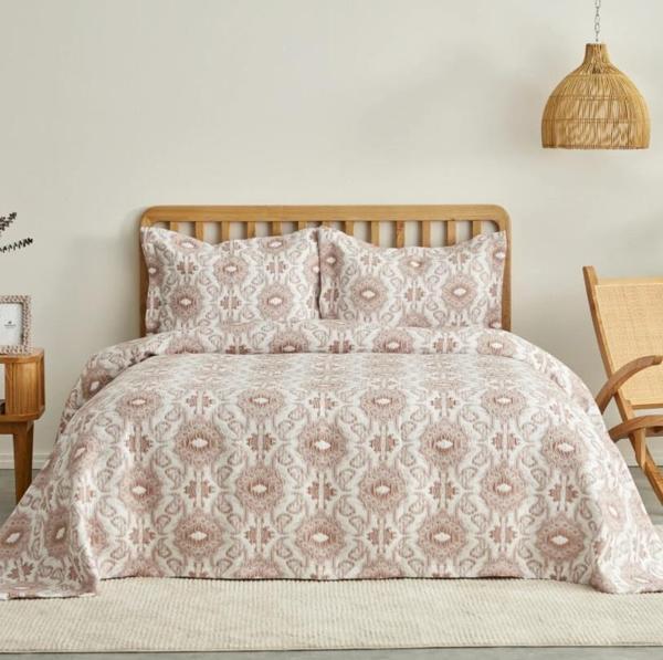 Karaca Home Neos Pudra Çift Kişilik Yatak Örtüsü Takımı - Image 1