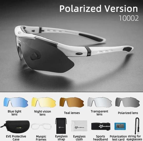 Rockbros Polarize %100 UV korumalı Beyaz 5 LENSLİ Bisiklet Spor Dağ Kayak Gözlüğü - Image 1