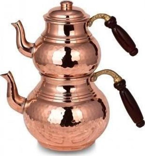 Turna Bakır Klasik Çaydanlık 2 No İnce El Dövme Kırmızı Turna1953-1 - Image 1