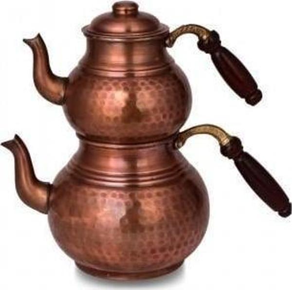 Turna Bakır Klasik Çaydanlık 2 No İnce El Dövme Oksit Turna1953-3 - Image 1