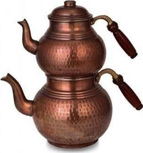 Turna Bakır Klasik Çaydanlık 3 No İnce El Dövme Oksit Turna1955-3 - Image 1