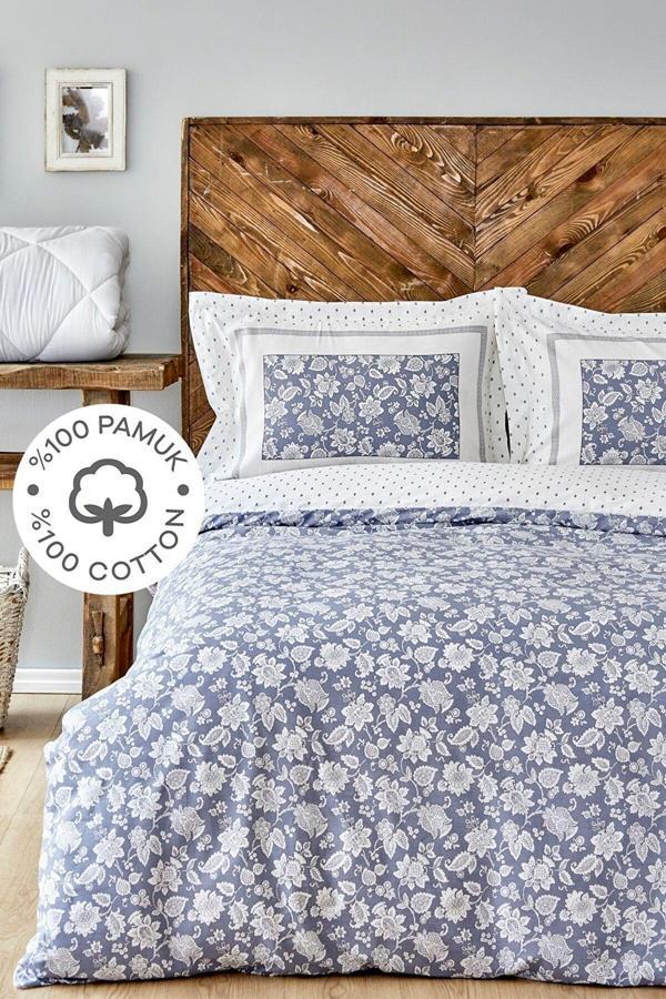 Karaca Home Celerina Mavi %100 Pamuk Tek Kişilik Nevresim Takımı  - Image 1