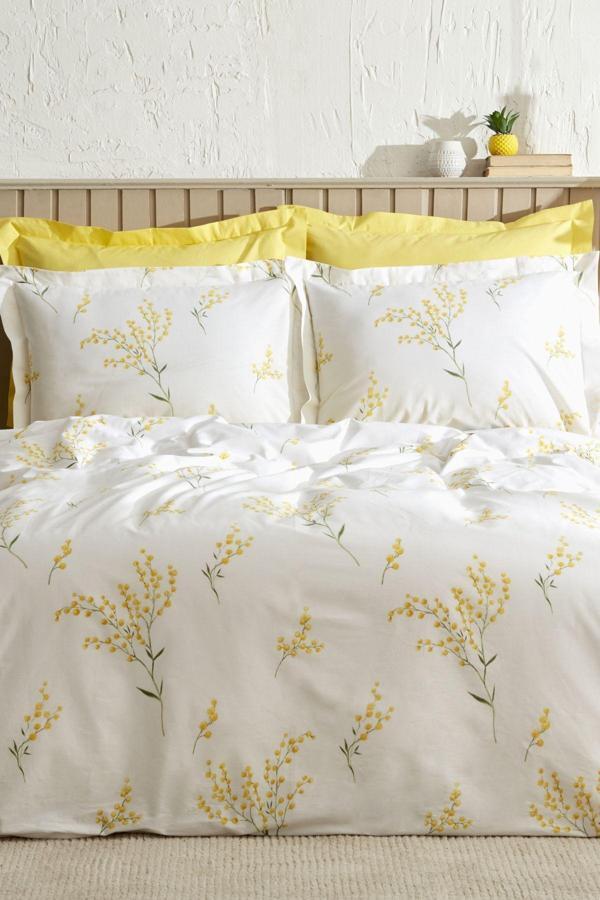 Karaca Home Loretta %100 Pamuk Çift Kişilik Nevresim Takımı Sarı - Image 1