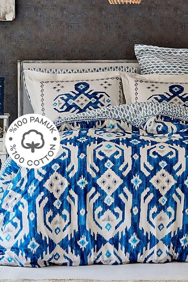 Karaca Home Neos Mavi %100 Pamuk Tek Kişilik Nevresim Takımı - Image 1