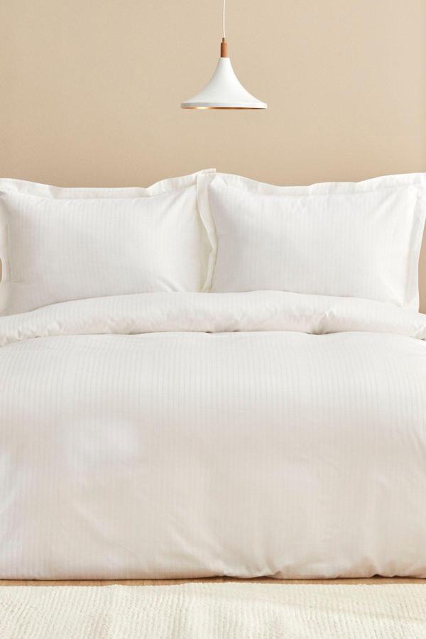 Karaca Home Uniq %100 Pamuk Saten Çift Kişilik  Nevresim Takımı Beyaz - Image 1