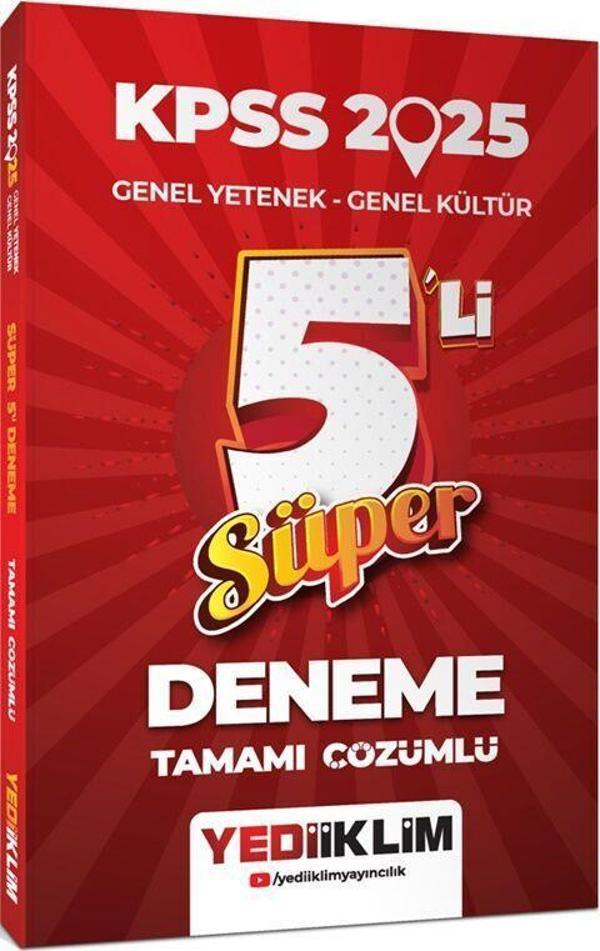 2025 KPSS Genel Yetenek Genel Kültür Tamamı Çözümlü Süper 5 li Deneme Yediiklim Yayınları - Yediiklim Yayınları - Image 1